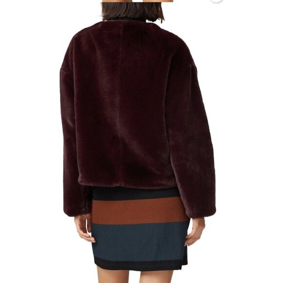 Anthropologie Sanctuary Starry Night Faux Fur Jacket Dark Purple Sz Small Luxury - Picture 2 of 16